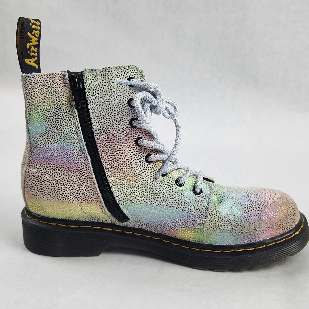Dr. Martens 1460 Pascal J Iridescent Boots Size 3 UK 4M/5L EU 36 Rainbow Silver